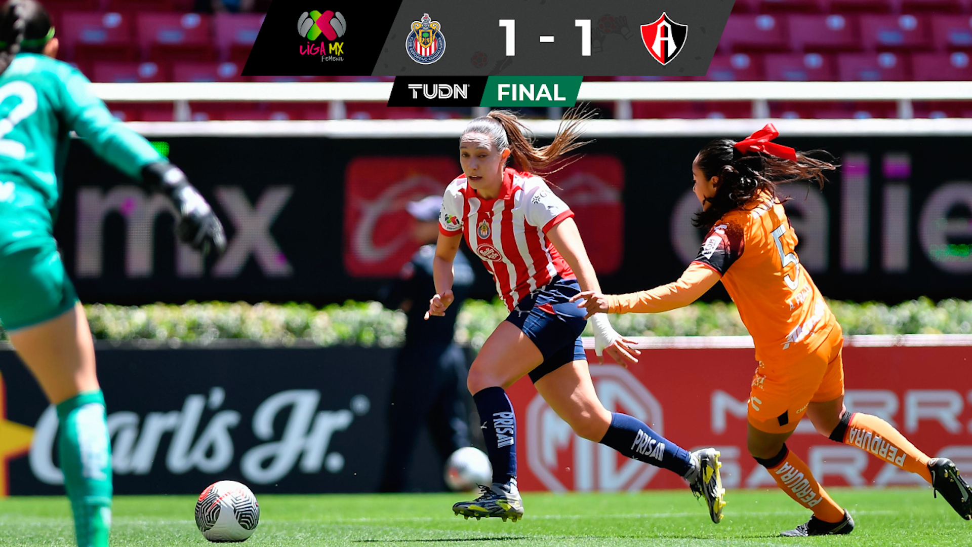 Chivas y Atlas femenil empatan a un gol en juego lleno de emociones